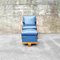 Fauteuil Art Déco Mid-Century avec Repose-Pieds en Faux Cuir Bleu, Italie, 1950s, Set de 2 12