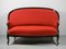 Art Nouveau Couch in Red with Ebonized Wood Frame and Brass Details 3