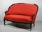 Art Nouveau Couch in Red with Ebonized Wood Frame and Brass Details 2