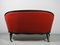 Art Nouveau Couch in Red with Ebonized Wood Frame and Brass Details 4