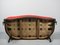 Art Nouveau Couch in Red with Ebonized Wood Frame and Brass Details 12