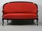 Art Nouveau Couch in Red with Ebonized Wood Frame and Brass Details 1