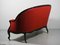 Art Nouveau Couch in Red with Ebonized Wood Frame and Brass Details 5