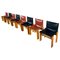 Black and Brick Leather and Walnut Monk Dining Chairs by Afra and Tobia Scarpa for Molteni, 1973, Set of 8, Image 4