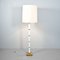 Hollywood Regency Floor Lamp in White with Brass, 1970s 1