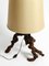 Large German Root Wood Table Lamp with a Large Silk Shade, 1960s 18