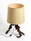 Large German Root Wood Table Lamp with a Large Silk Shade, 1960s 6