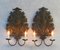 French Floral Wall Lights in Tôle Repoussé, Set of 2 7