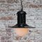 Vintage Industrial Black Enamel Opaline Glass Pendant Light 6