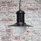 Small Vintage Industrial Black Enamel Opaline Glass Pendant Light 5