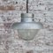 Lampe à Suspension Industrielle Vintage en Métal Gris et Verre Givré 5