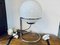 Lámpara de mesa era espacial vintage con marco cromado y bola de vidrio decapado, años 60, Imagen 6