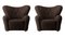 Espresso Sheepskin the Tired Man Lounge Chair from by Lassen, Set of 2 2