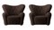 Fauteuil The Tired Man en Peau de Mouton Espresso de par Lassen, Set de 2 2