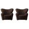 Espresso Sheepskin the Tired Man Lounge Chair from by Lassen, Set of 2 1