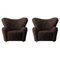 Espresso Sheepskin the Tired Man Lounge Chair from by Lassen, Set of 2, Image 1