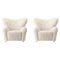 Off White Sheepskin The Tired Man Lounge Chair from by Lassen, Set of 2 1