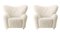 Off White Sheepskin The Tired Man Lounge Chair from by Lassen, Set of 2 2