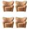 Honey Sheepskin The Tired Man Lounge Chair from by Lassen, Set of 4 1