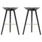 Black Beech and Brass Bar Stools from by Lassen, Set of 2 1