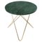 Mini Table d'Appoint O en Marbre Vert Indio et Laiton par Oxdenmarq 1