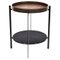 Mocca Leather Walnut Wood and Black Marquina Marble Deck Table by Ox Denmarq 1