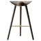 Brown Oak and Brass Bar Stool from by Lassen 1