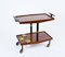 Mid-Century Wood, Brass and Enameled Metal Serving Bar Cart and Bottle Holder, 1960 3