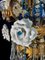 Lampadario con rose bianche e gocce blu, Murano, anni '50, Immagine 10