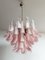 Lámpara de araña italiana de pétalos de Murano rosa y blanco, Murano, Imagen 7