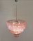 Italian Tronchi Chandeliers with 78 Pink Glasses in Murano, 1990, Set of 2 6