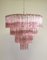 Italian Tronchi Chandeliers with 78 Pink Glasses in Murano, 1990, Set of 2 14