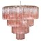 Italian Tronchi Chandeliers with 78 Pink Glasses in Murano, 1990, Set of 2 12