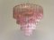 Italian Tronchi Chandeliers with 78 Pink Glasses in Murano, 1990, Set of 2 4