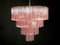 Italian Tronchi Chandeliers with 78 Pink Glasses in Murano, 1990, Set of 2 9