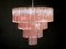 Italian Tronchi Chandeliers with 78 Pink Glasses in Murano, 1990, Set of 2, Image 9