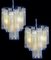 Lámparas de araña tube de cristal de Murano dorado, años 70. Juego de 3, Imagen 4