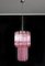 Pink Prism Glass Chandeliers from Triedri, Murano, Set of 2 7