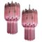 Pink Prism Glass Chandeliers from Triedri, Murano, Set of 2 1