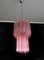 Pink Prism Glass Chandeliers from Triedri, Murano, Set of 2 6