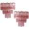 Toni Zuccheri Style Tronchi Chandeliers with 48 Pink Glasses in Murano, 1990, Set of 2 1