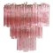 Toni Zuccheri Style Tronchi Chandeliers with 48 Pink Glasses in Murano, 1990, Set of 2 3