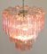 Toni Zuccheri Style Tronchi Chandeliers with 48 Pink Glasses in Murano, 1990, Set of 2 12