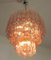Toni Zuccheri Style Tronchi Chandeliers with 48 Pink Glasses in Murano, 1990, Set of 2, Image 13