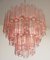 Toni Zuccheri Style Tronchi Chandeliers with 48 Pink Glasses in Murano, 1990, Set of 2 14