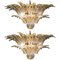Italian Palmette Chandeliers in Opal Iridiscent Glass and Murano, 1970s, Set of 2 1