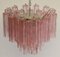 Tronchi Chandeliers with 36 Pink Glasses in the Style of Toni Zuccheri, Murano, 1990, Set of 4 3
