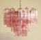 Tronchi Chandeliers with 36 Pink Glasses in the Style of Toni Zuccheri, Murano, 1990, Set of 4, Image 9