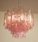 Tronchi Chandeliers with 36 Pink Glasses in the Style of Toni Zuccheri, Murano, 1990, Set of 4 7