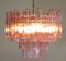 Tronchi Chandeliers with 36 Pink Glasses in the Style of Toni Zuccheri, Murano, 1990, Set of 4 6